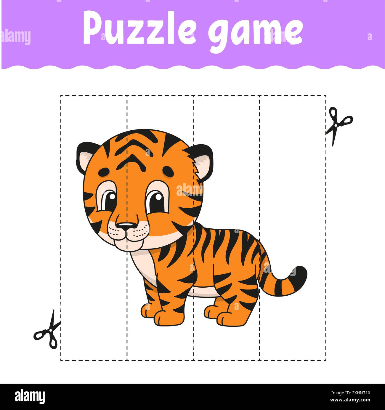 Puzzle game for kids. Cutting practice. Education developing worksheet ...