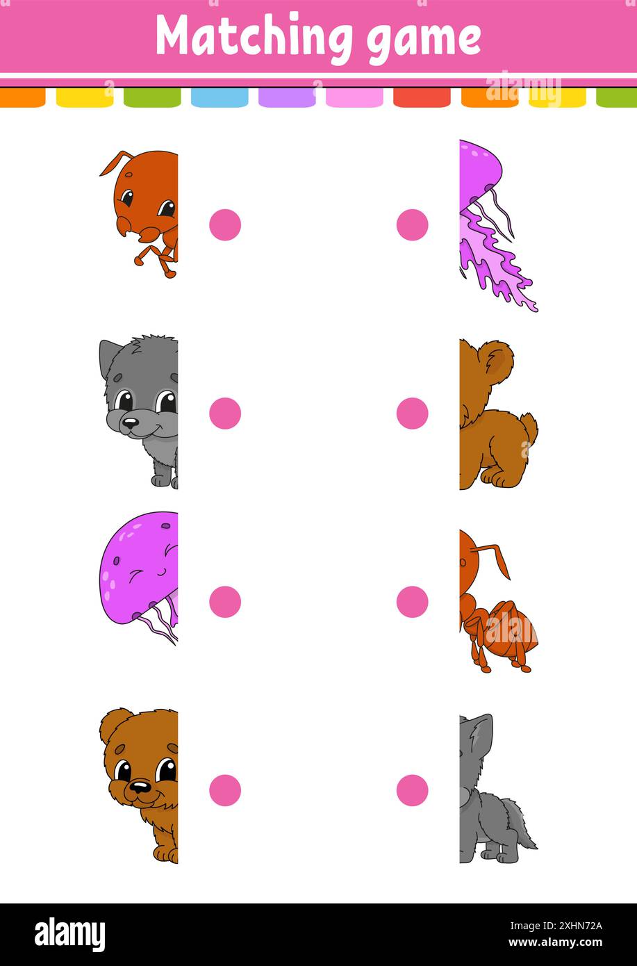Matching game. Draw a line. Education developing worksheet. Activity ...