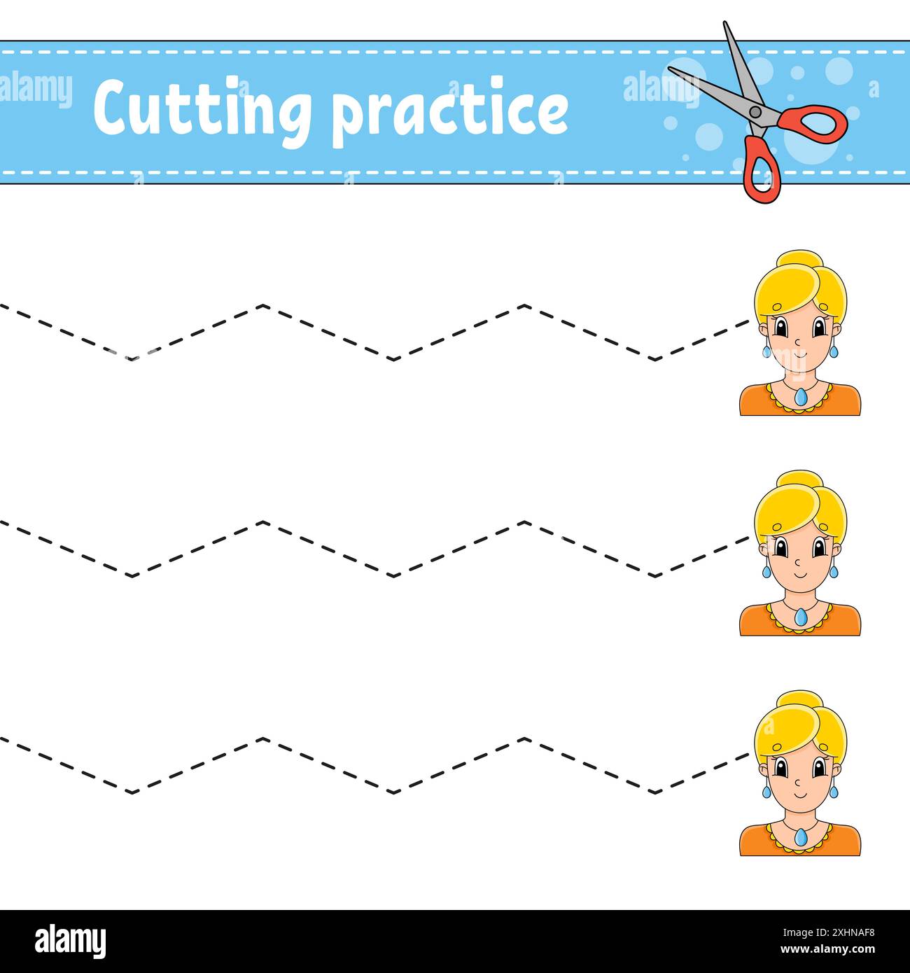 Cutting practice for kids. Education developing worksheet. Activity ...