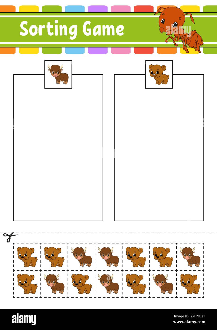 Sorting game for kids. Cut and glue. Education developing worksheet ...