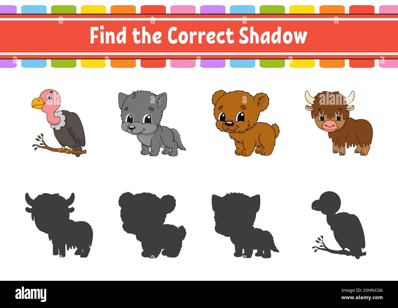 Find the correct shadow. Education developing worksheet. Matching game ...