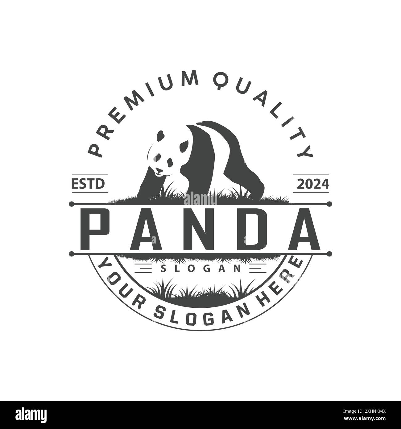 Cute and simple lazy black and white panda animal silhouette design