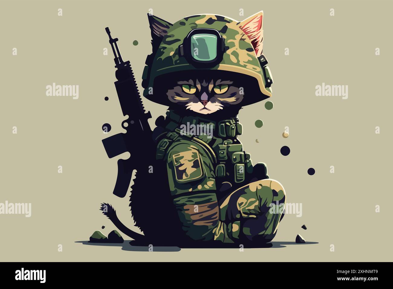 Soldier Cat vector illustration Stock Vector