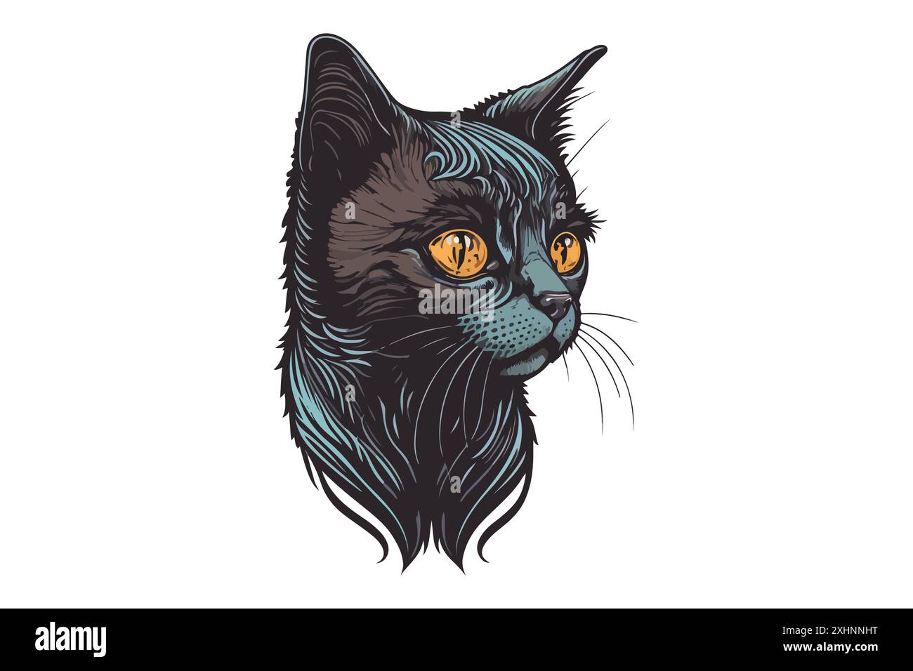 cat tattoo black and white vector illustration Stock Vector