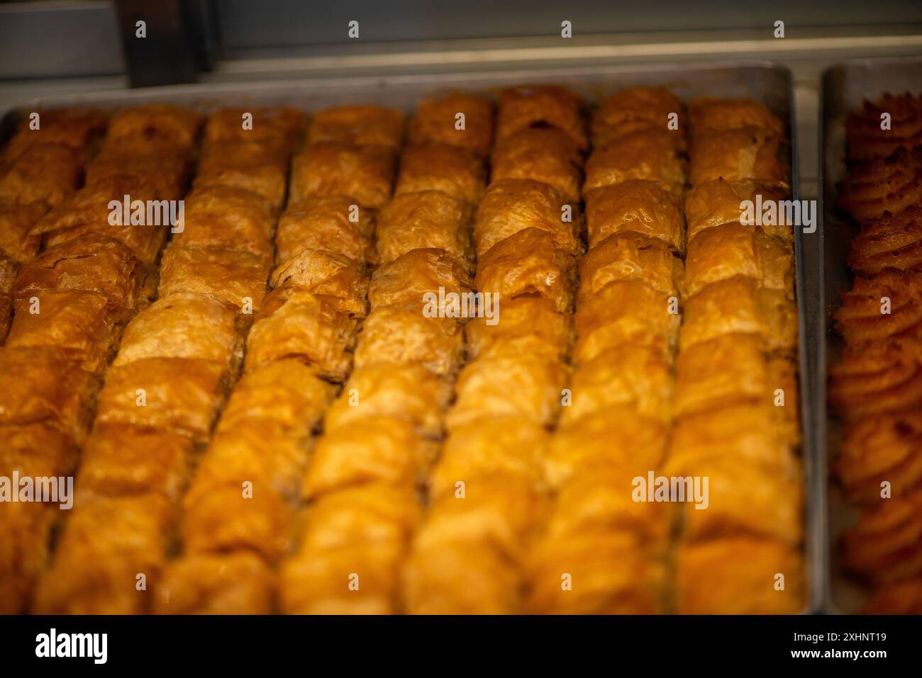 A tempting display of Turkish baklava, showcasing layers of phyllo ...