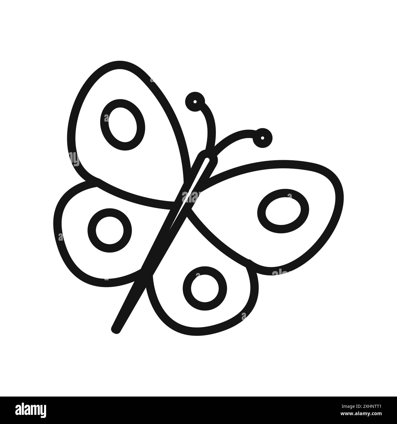 Butterfly icon Black line art vector in black and white outline set ...