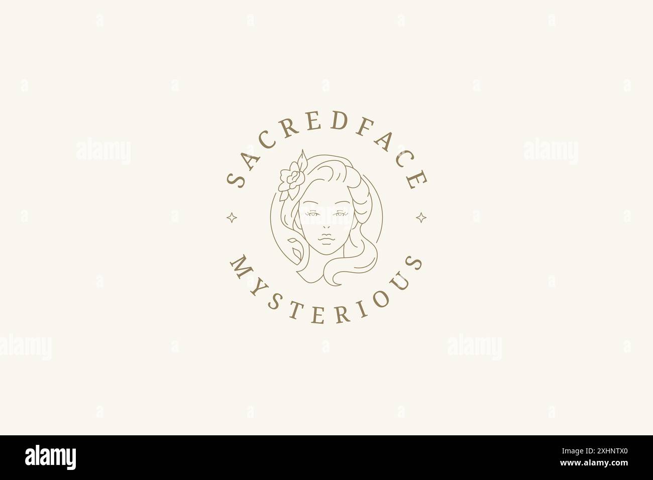 Beauty botanical woman flower face circle line logo design template ...