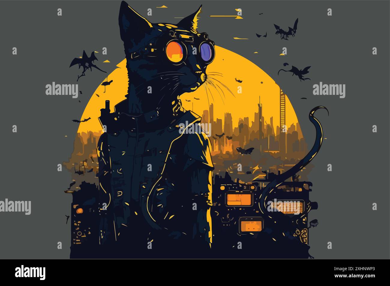 Cat cyberpunk vector illustration Stock Vector Image & Art - Alamy