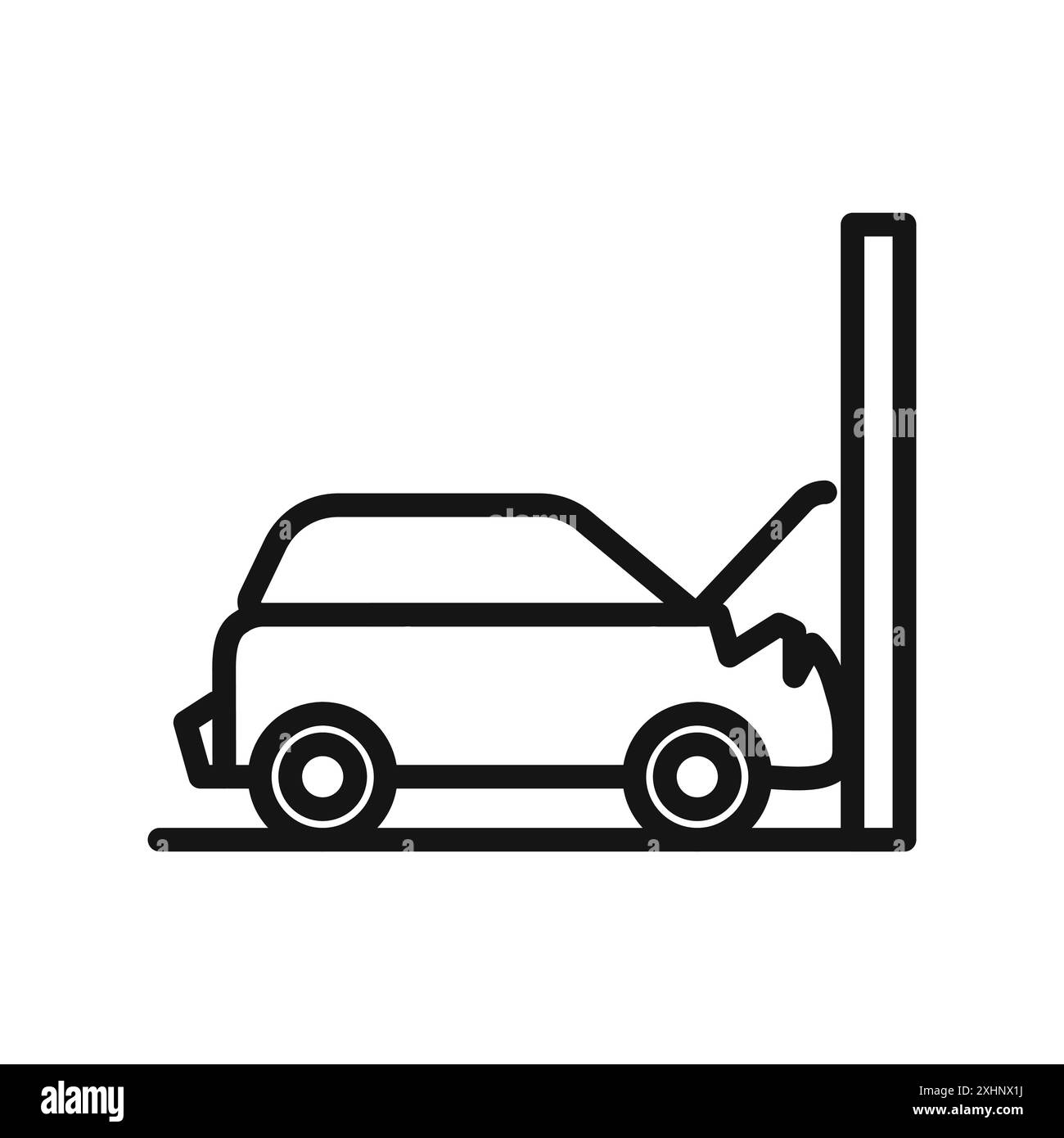 car accident icon Black line art vector in black and white outline set ...