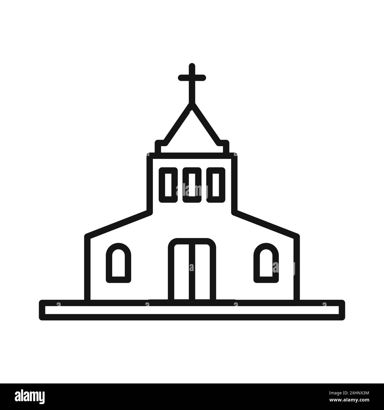 Church icon Black line art vector in black and white outline set ...