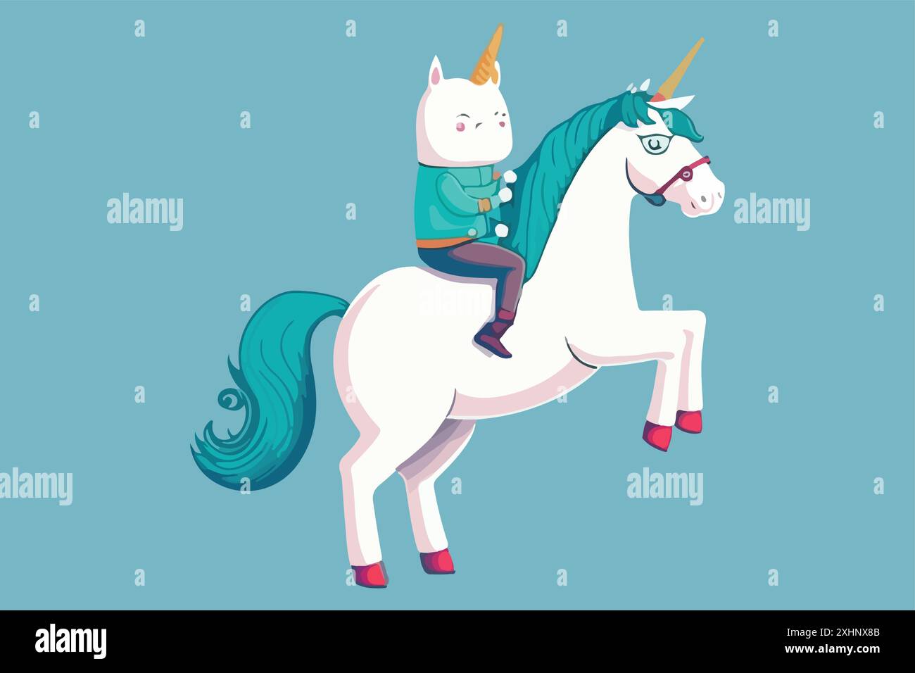 Cat Riding a Unicorn vector illustration Stock Vector Image & Art - Alamy