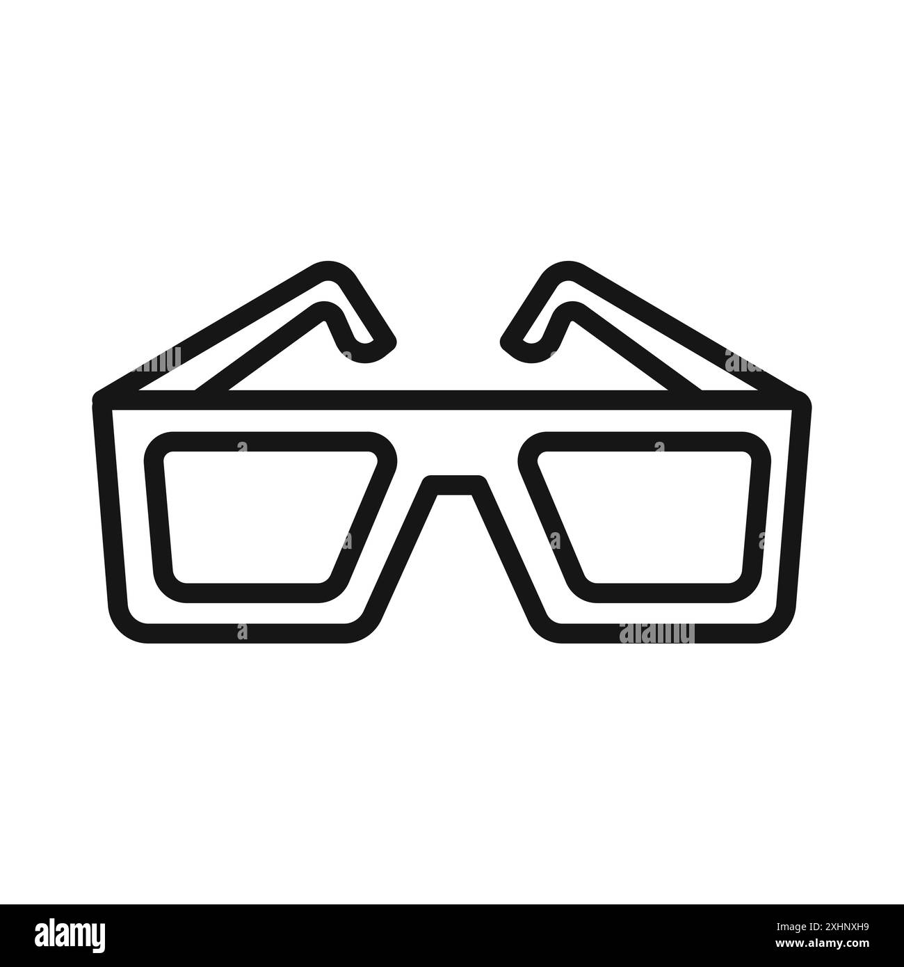 3D glasses icon Black line art vector in black and white outline set collection sign Stock Vector