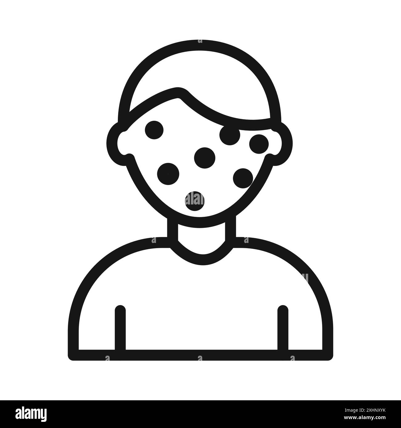 Boy chicken pox icon Black line art vector in black and white outline