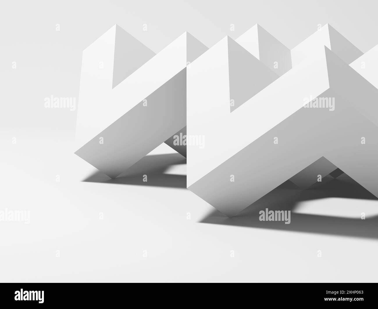 Abstract white installation is on white background with soft shadow. 3d render illustration Stock Photo