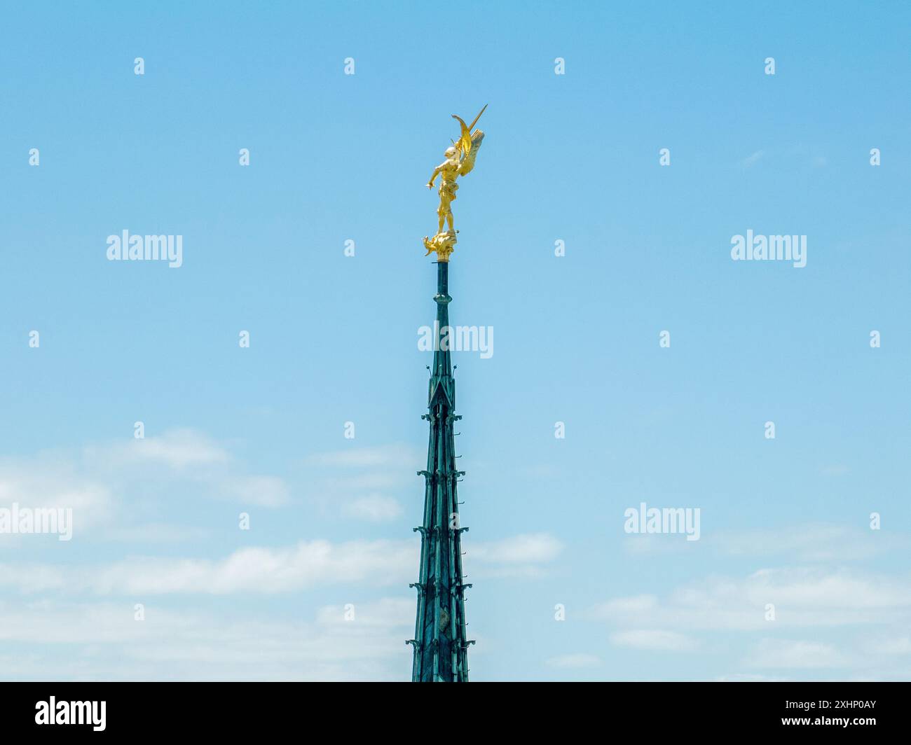 Aerial view of the Statue of Saint Michel and the dragon, Spire of Mont ...