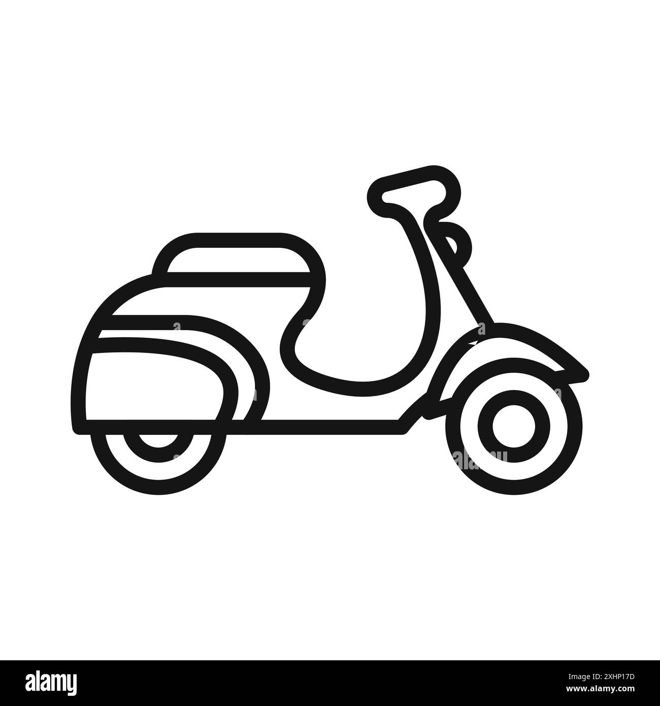 Scooter icon Black line art vector in black and white outline set collection sign Stock Vector