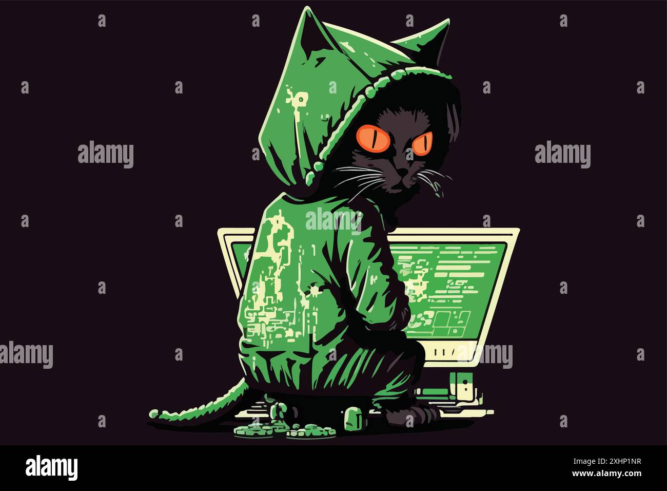 Cat cyberpunk vector illustration Stock Vector Image & Art - Alamy
