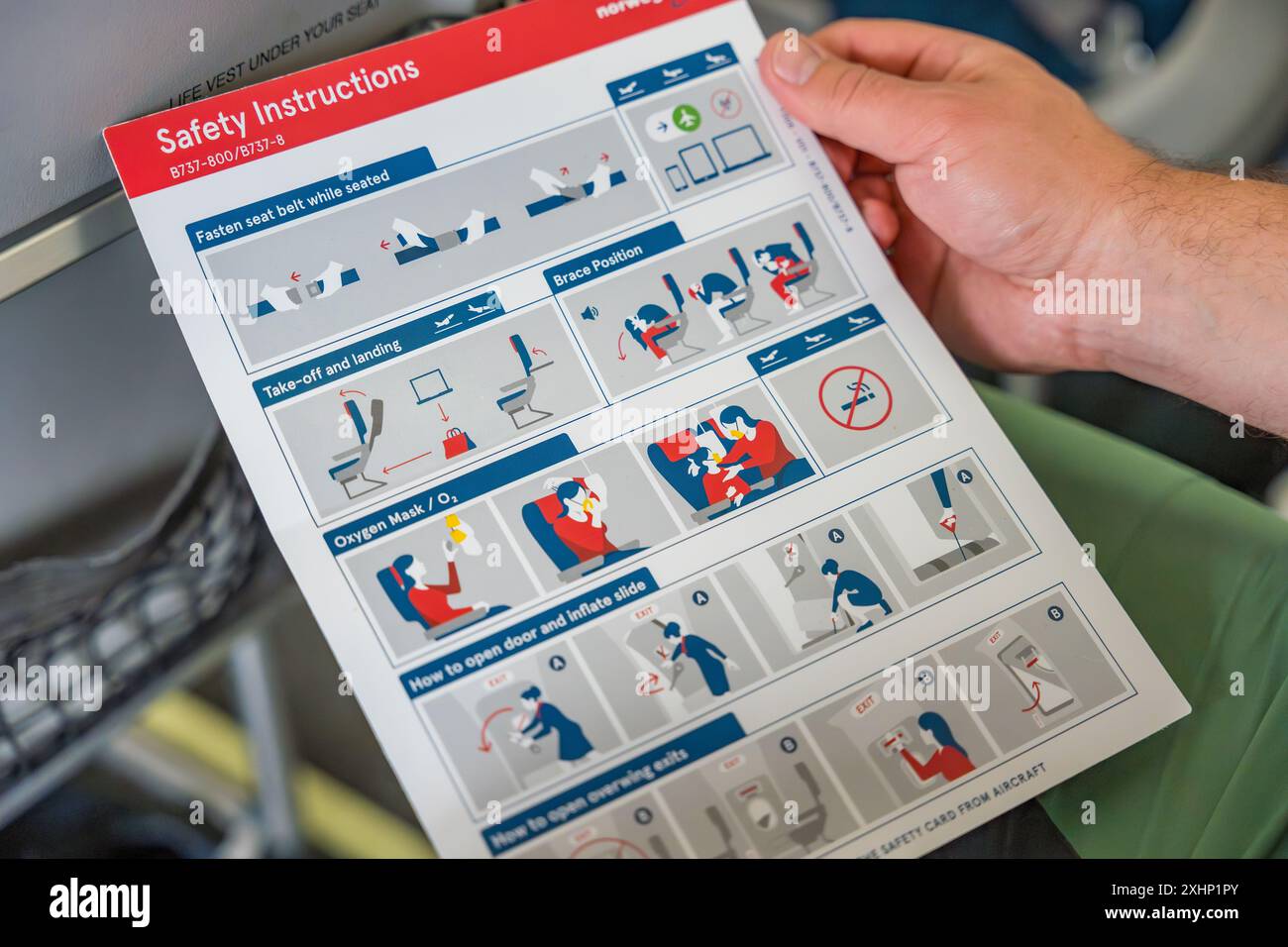 Prague, Czech Republic July 5, 2024 Reading safety instructions on a