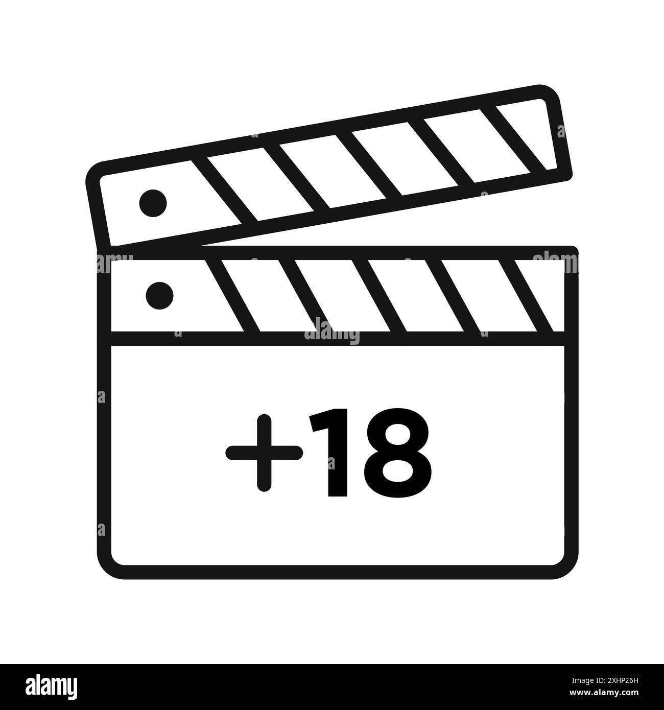 plus 18 movie icon Black line art vector in black and white outline set