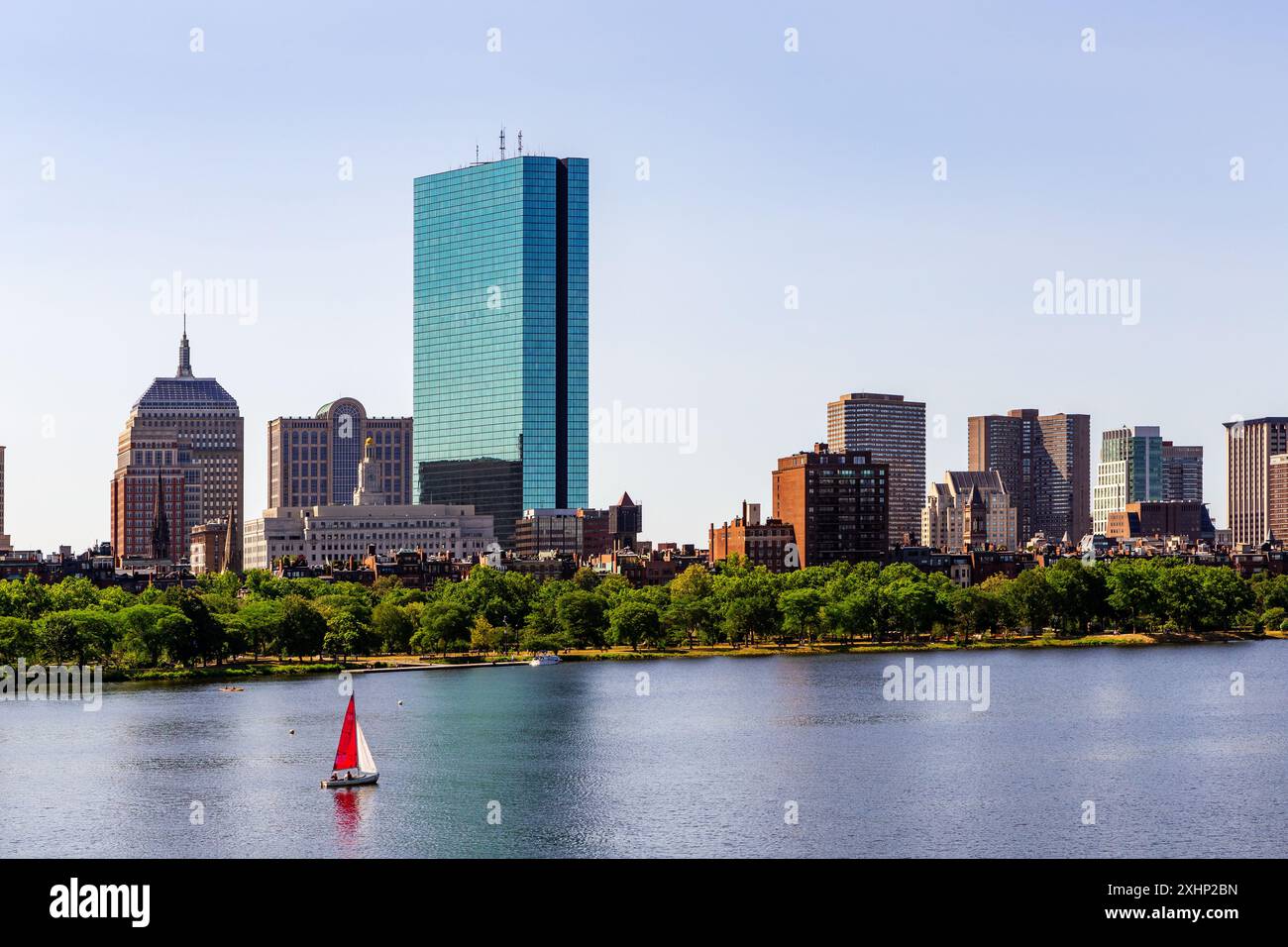 Boston's Back Bay neighborhood viewed across the Charles River. Hancock ...