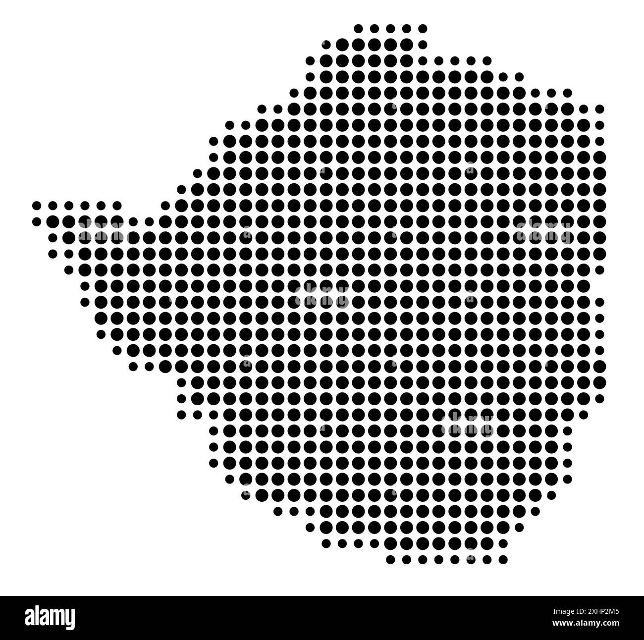 Abstract map of Zimbabwe showing - Abstract Map Of Zimbabwe Showing The Area Of The Country With A Pattern Of Black Circles 2XHP2M5 