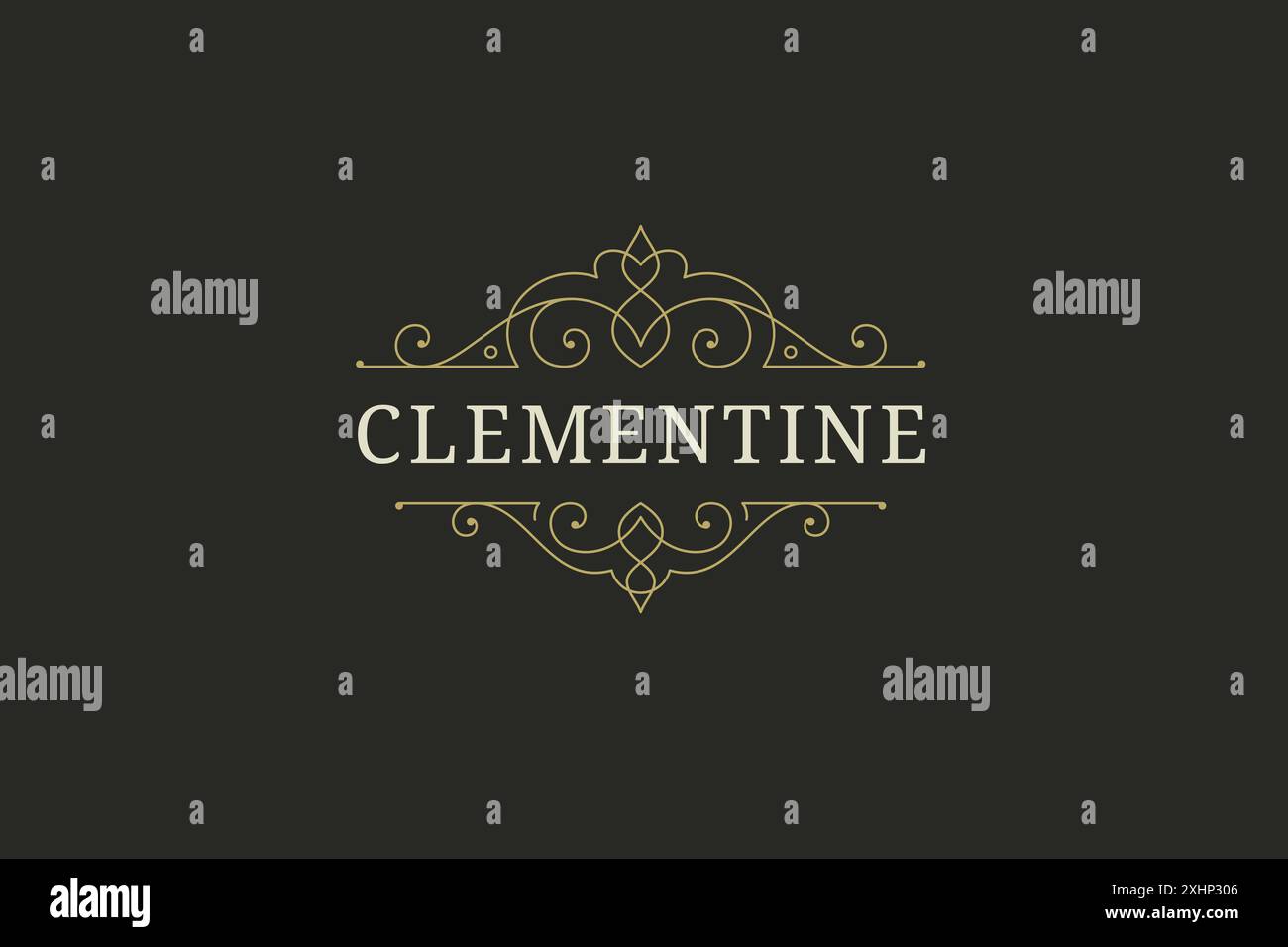 Royal flourish curved ornament golden line logo design template for ...