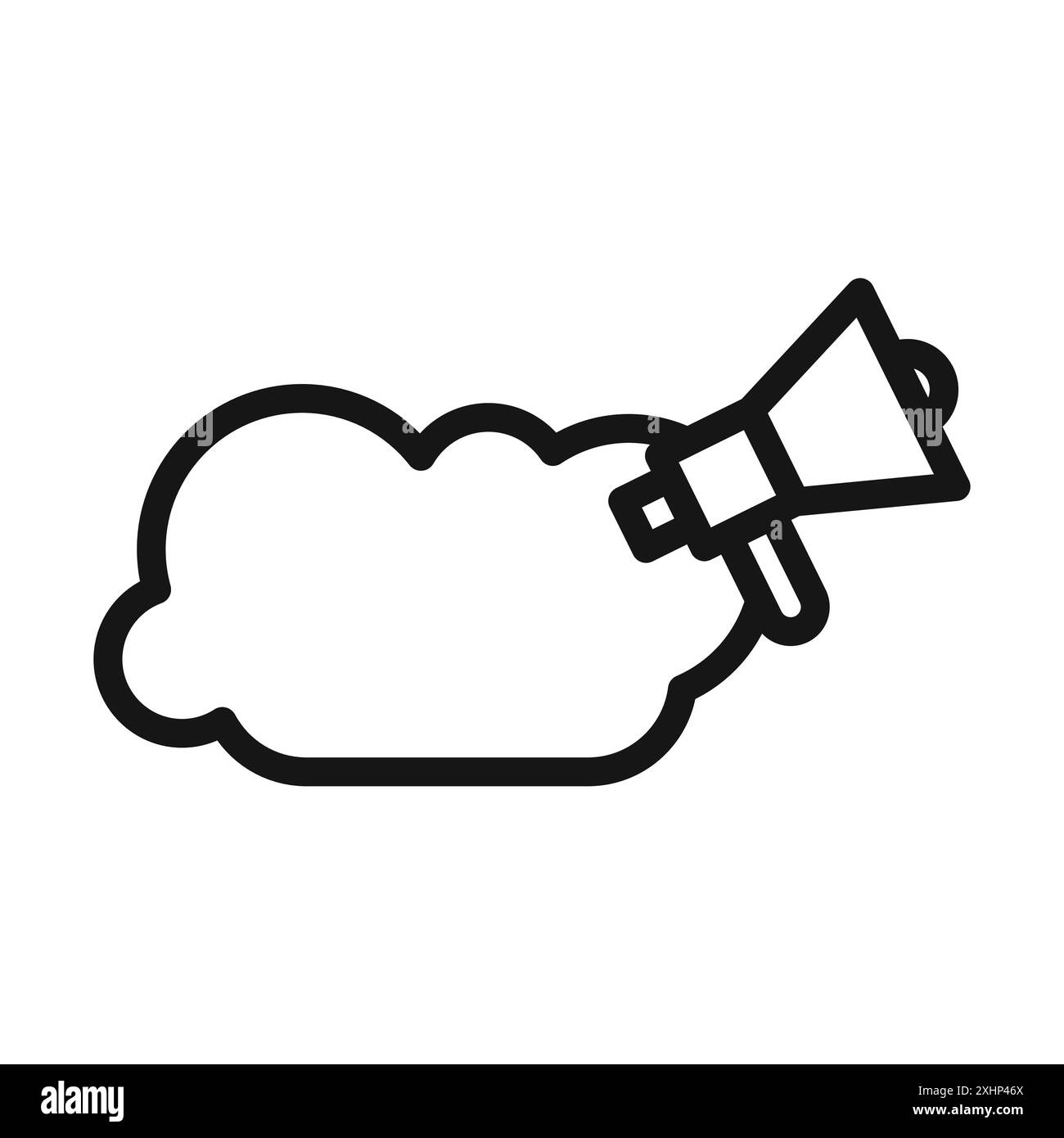 Cloud Marketing icon Black line art vector in black and white outline ...