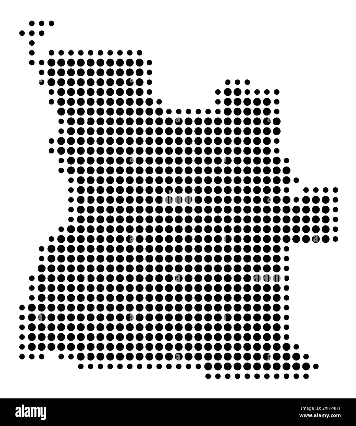 Abstract map of Angola showing - Abstract Map Of Angola Showing The Area Of The Country With A Pattern Of Black Circles 2XHP4HT 