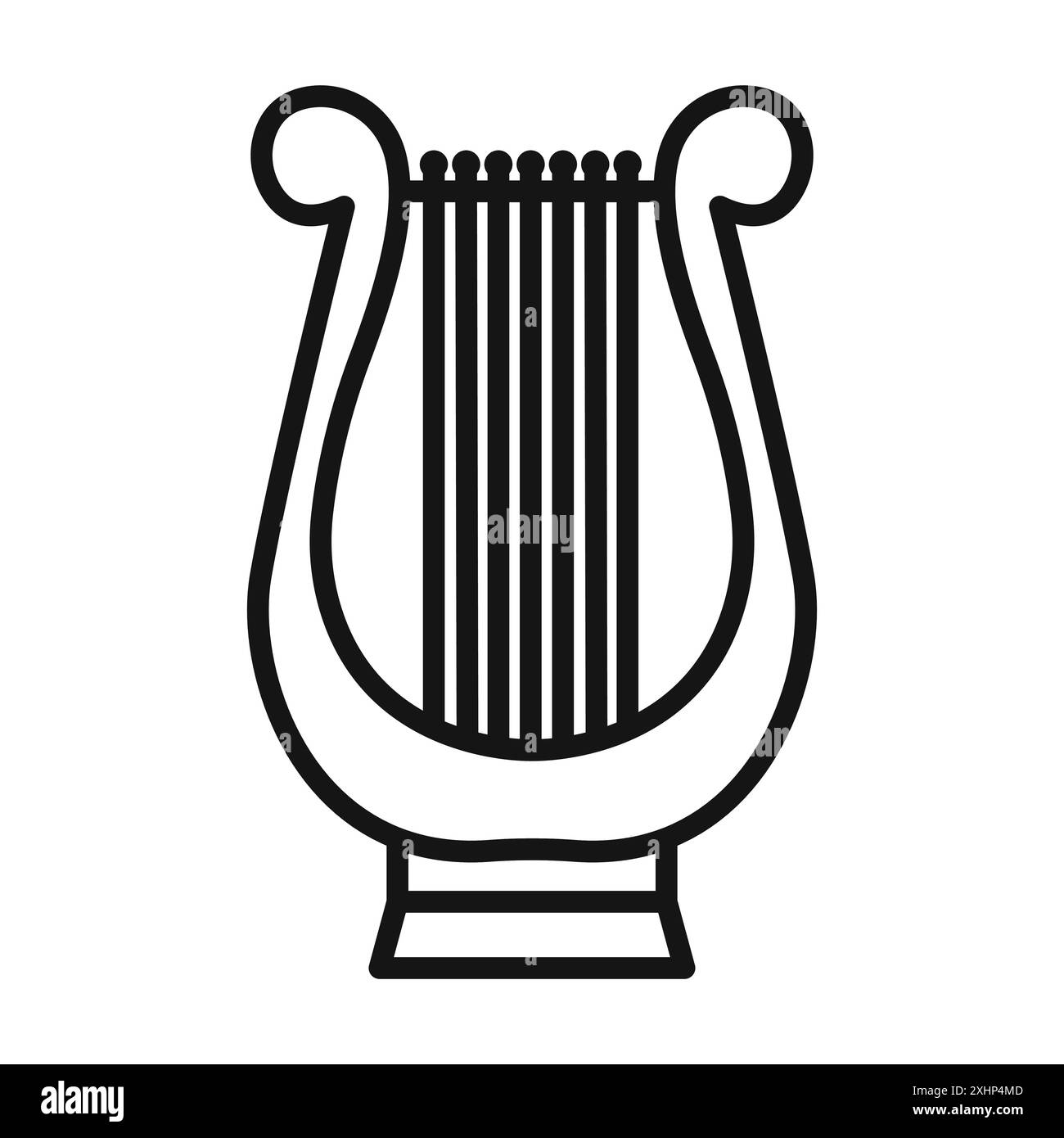 Lyre icon Black line art vector in black and white outline set collection sign Stock Vector