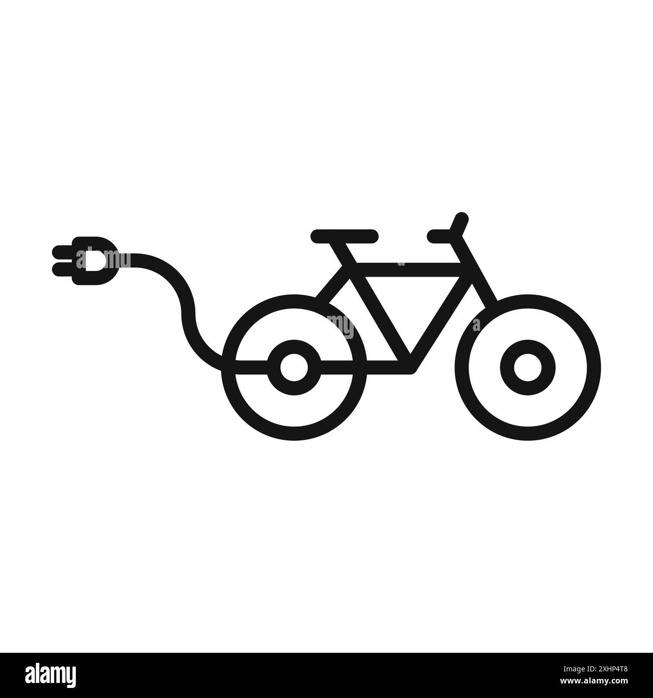electric bike icon Black line art vector in black and white outline set collection sign Stock Vector