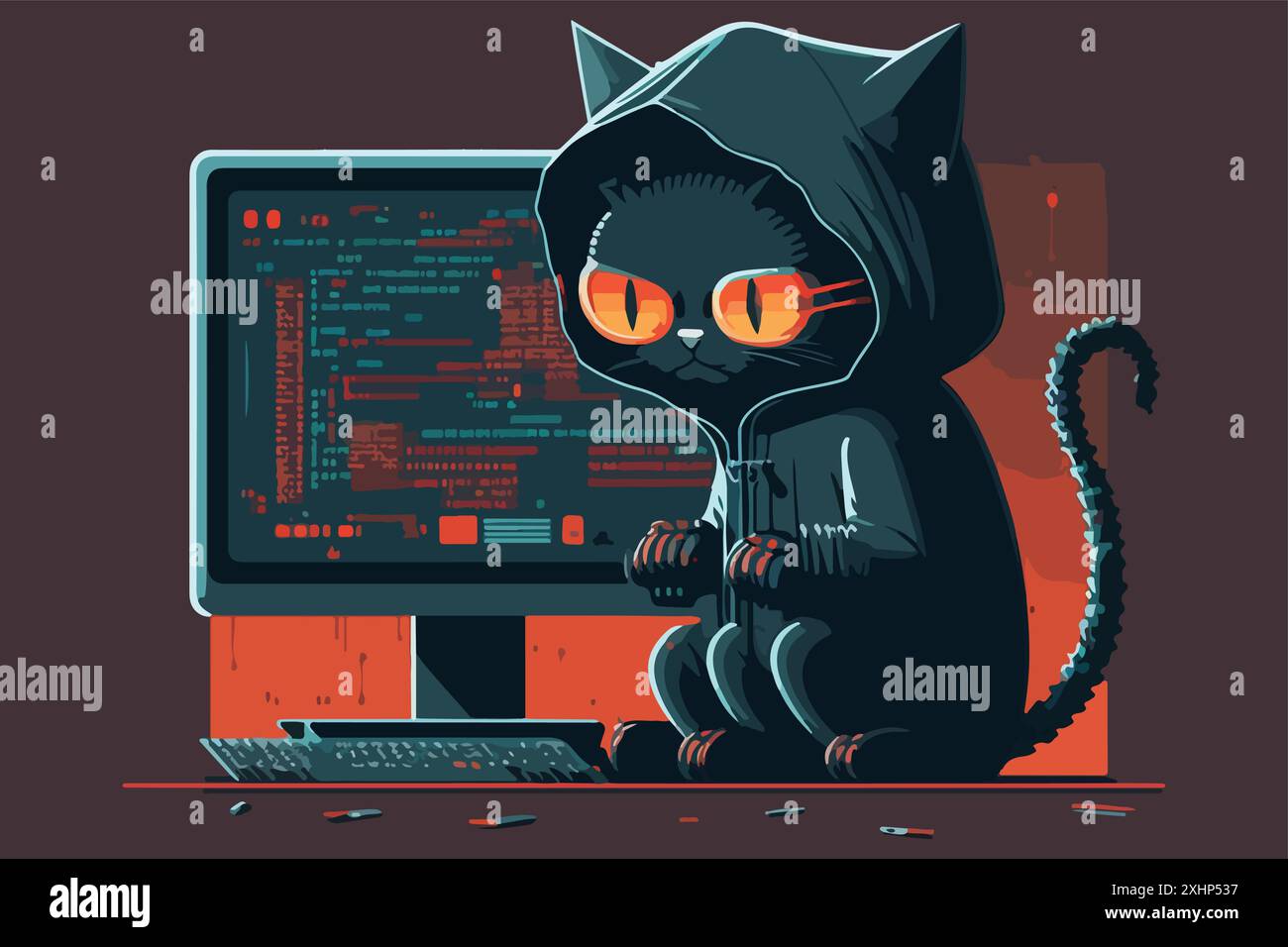 Cat cyberpunk vector illustration Stock Vector Image & Art - Alamy