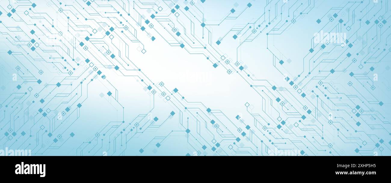 Artificial Intelligence or machine learning vector design. Quantum computer technology concept with circuit board and motherboard texture background Stock Vector
