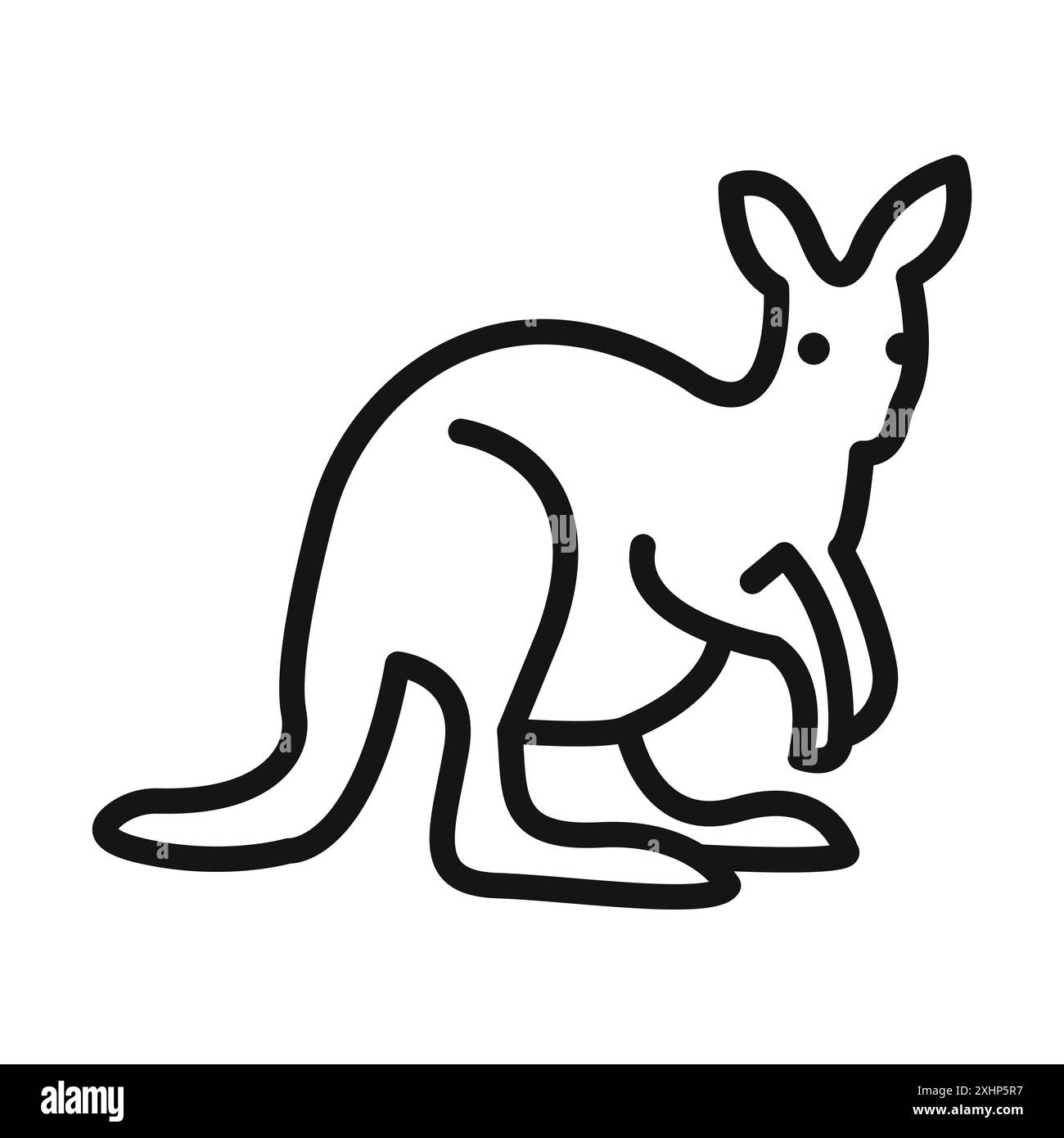 kangaroo icon Black line art vector in black and white outline set collection sign Stock Vector