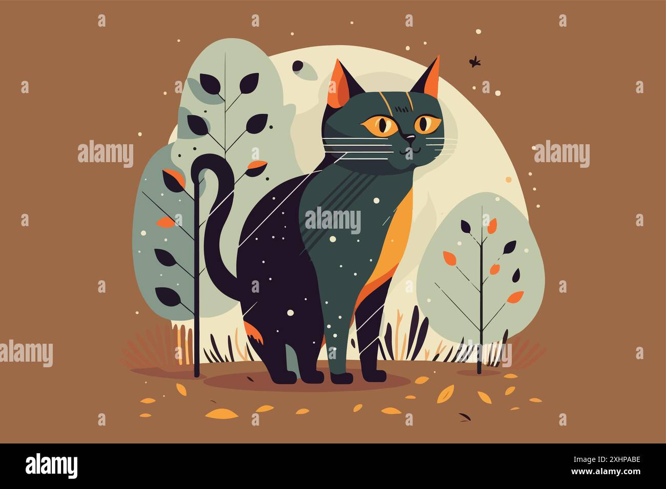 folk-art-funny-cat-paintings-stock-vector-images-alamy