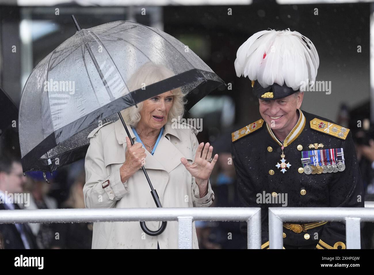 Queen Camilla, with LieutenantGovernor of Jersey Vice Admiral Jerry