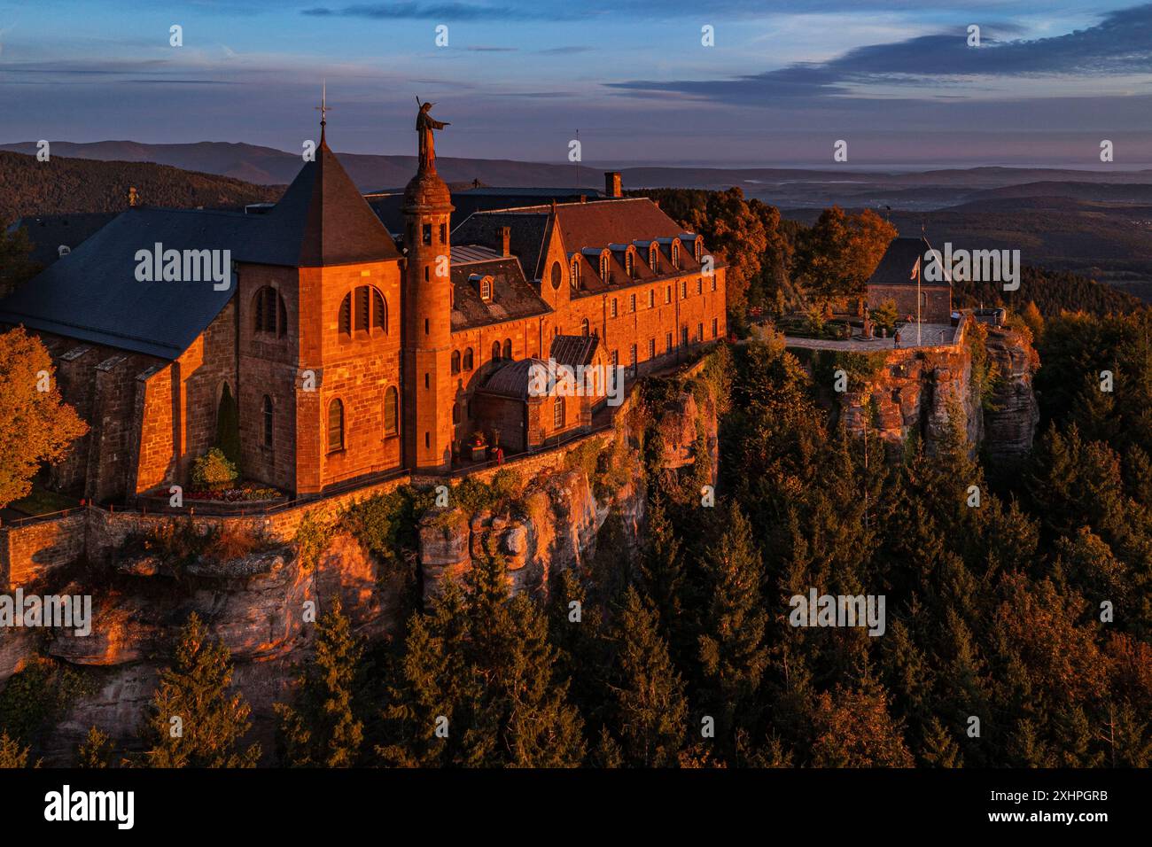 France, Bas Rhin, Mont Saint Odile, Mont Sainte-Odile Abbey also known ...