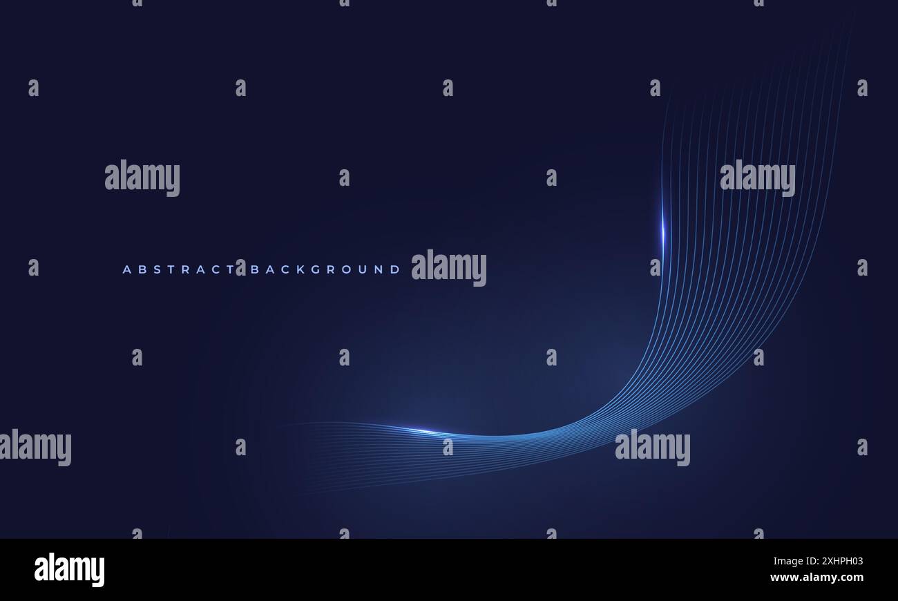 Abstract dark blue vector background with glowing blue wavy lines Stock ...