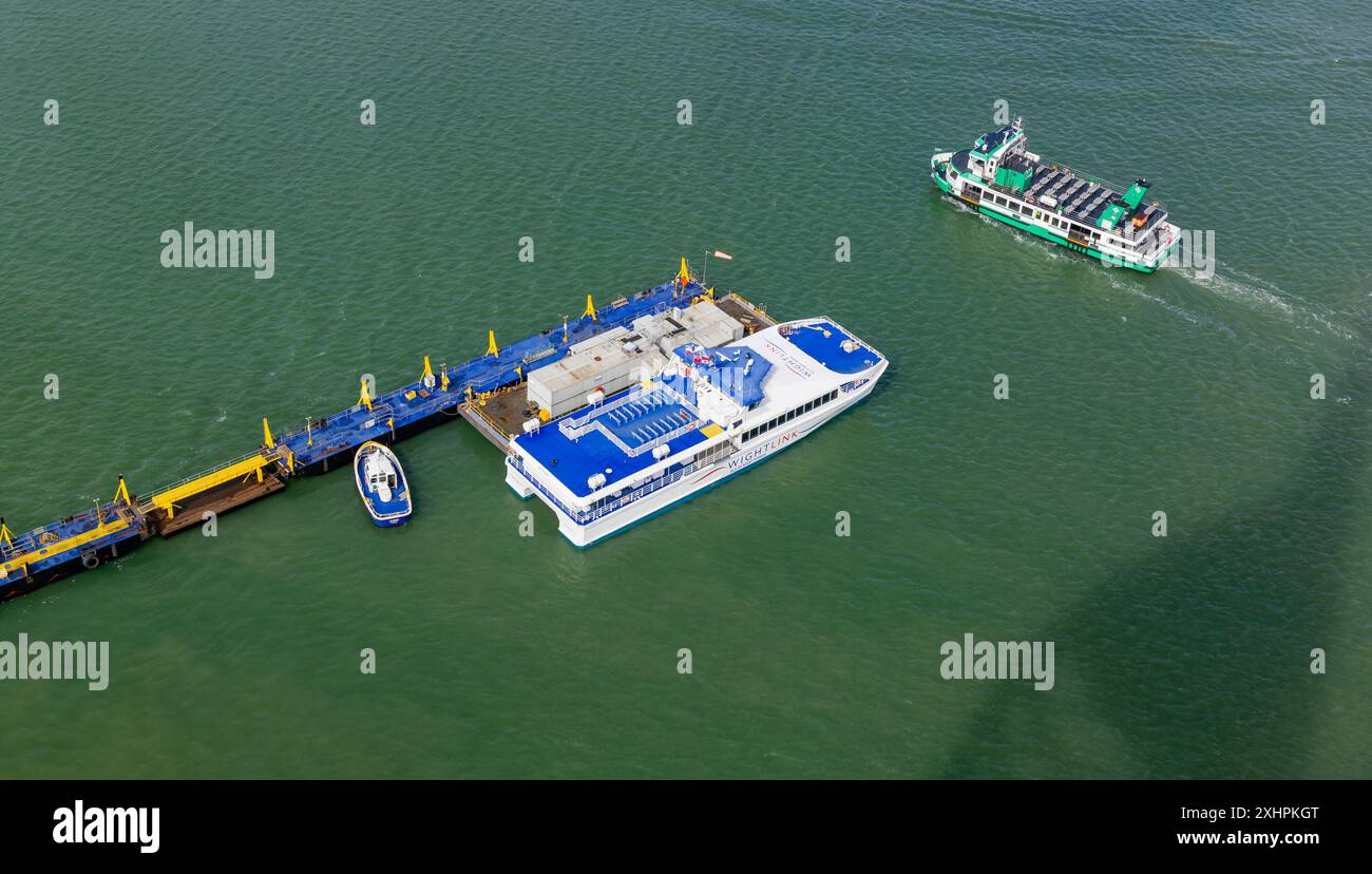 Portsmouth, UK - April 4, 2024: Aerial View of Ferry Operations in ...