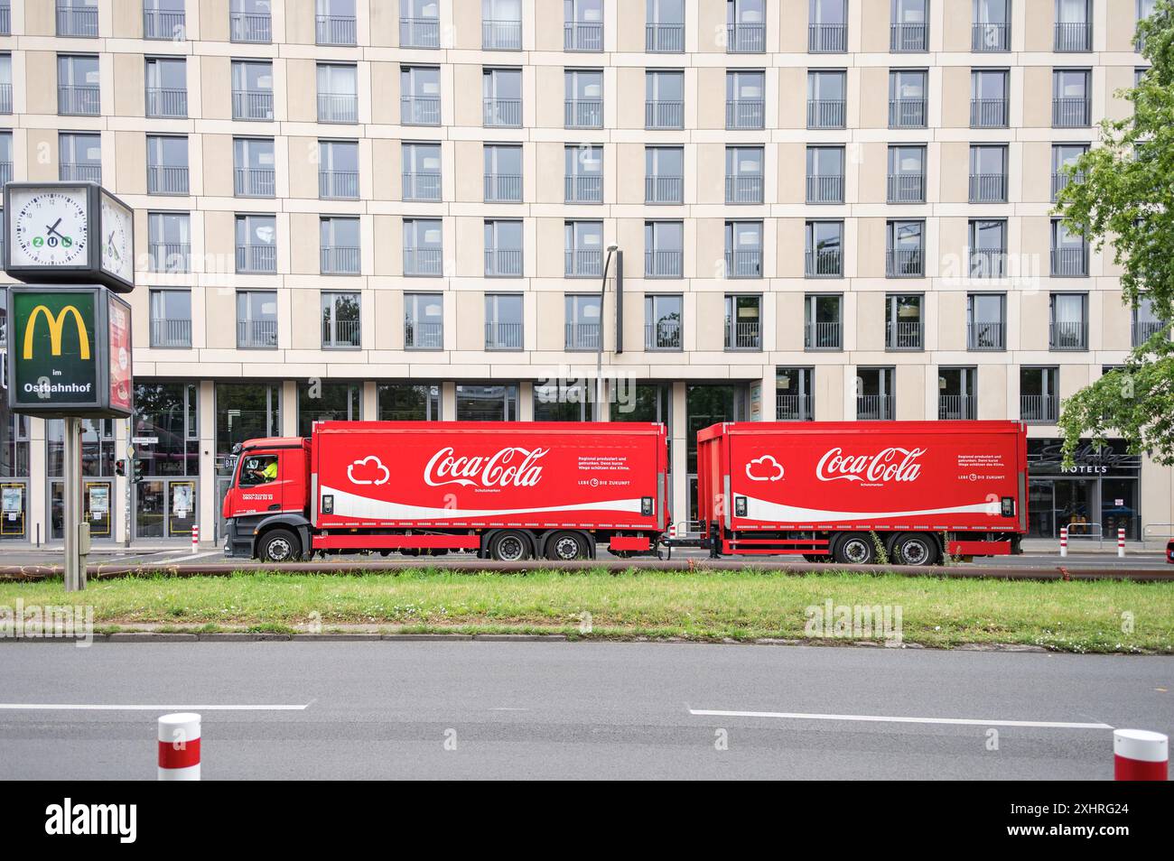 Germany , Berlin , 12.07.2024 , A truck in Coca Cola design in Berlin Stock Photo