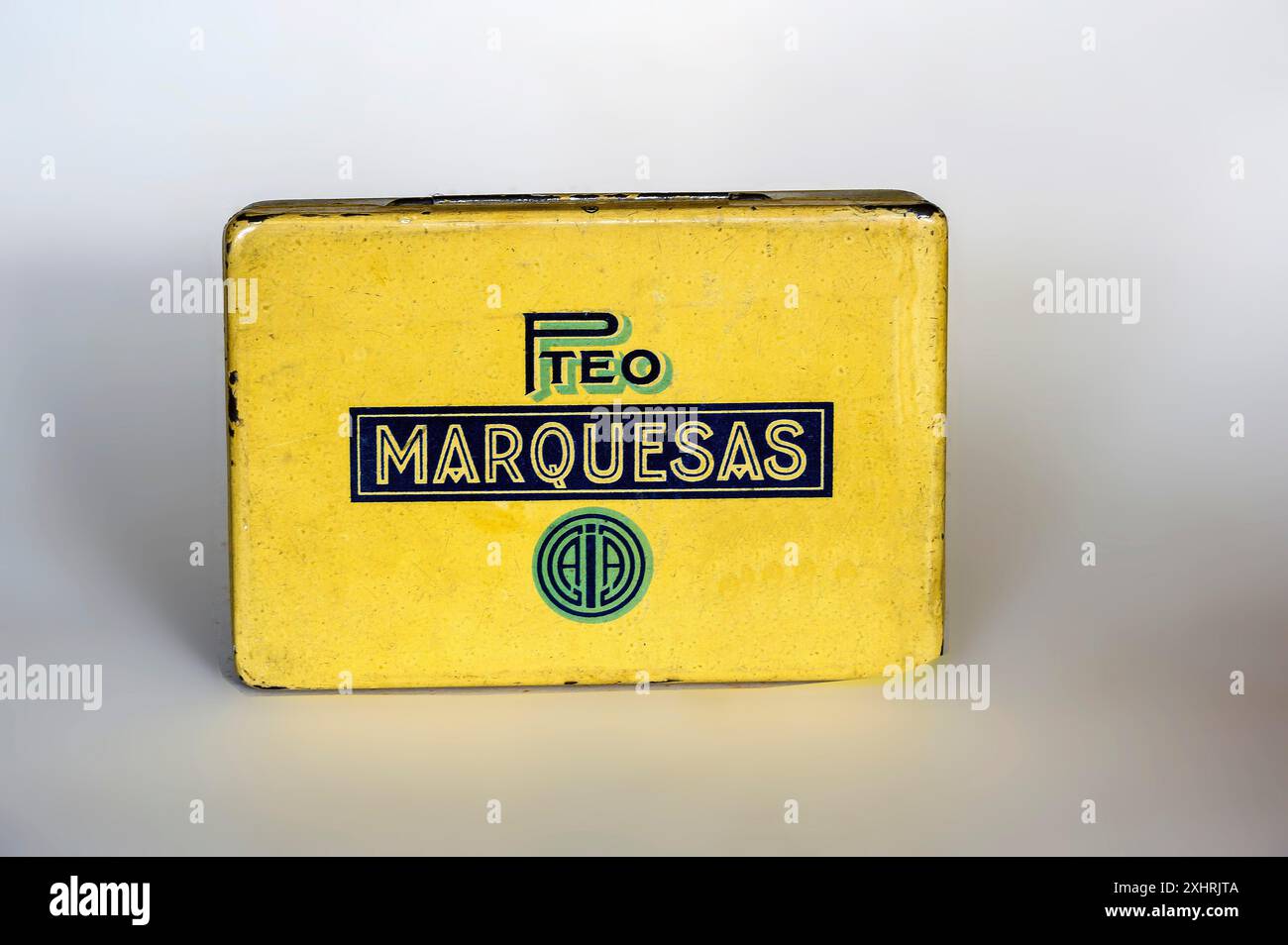 Old tin box for MARQUESAS cigarettes, Bavaria, Germany Stock Photo