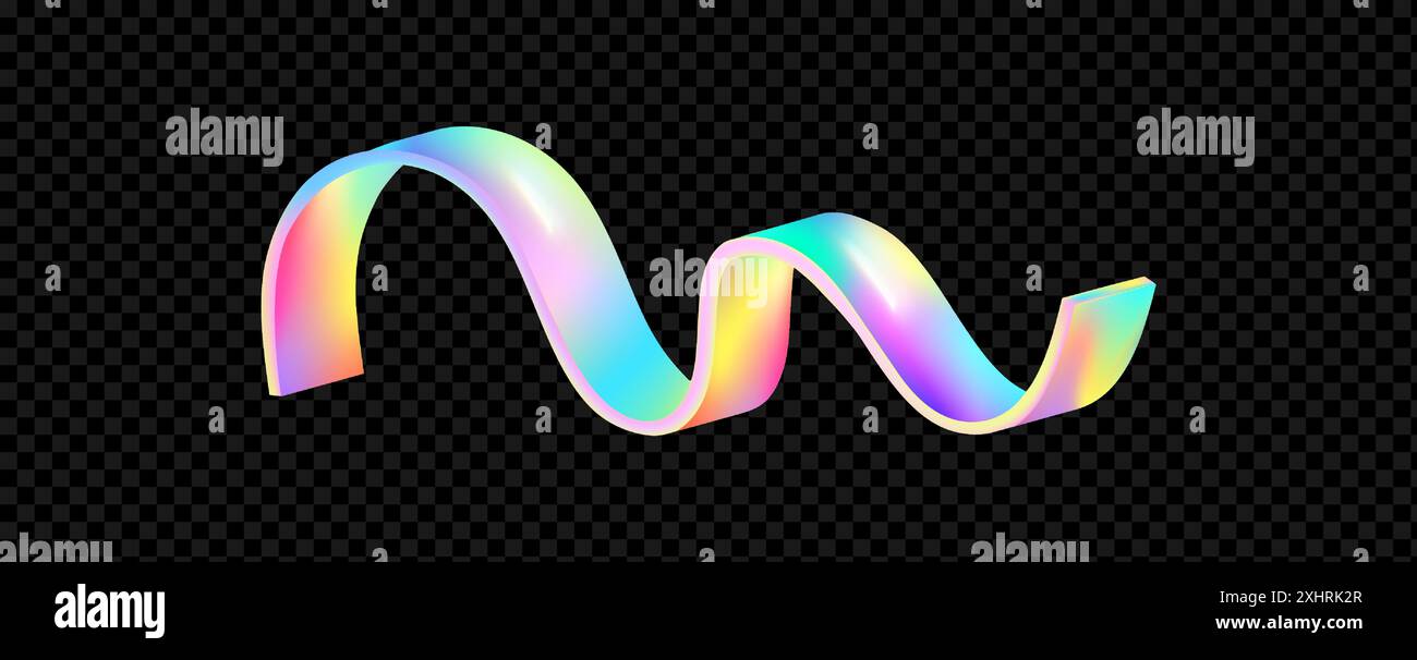 Dynamic spectrum ribbon. Abstract holographic wave. Flow iridescent ...