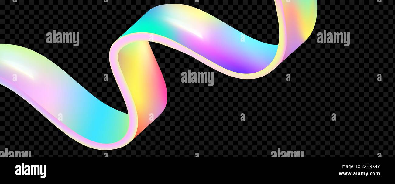 Dynamic spectrum ribbon. Abstract holographic wave. Flow iridescent ...