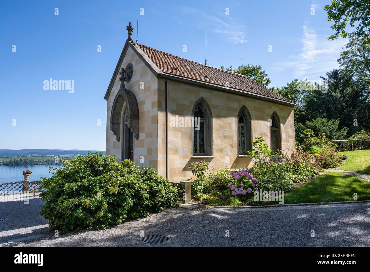 Neo-Gothic castle chapel next to Arenenberg Castle, also Napoleon ...