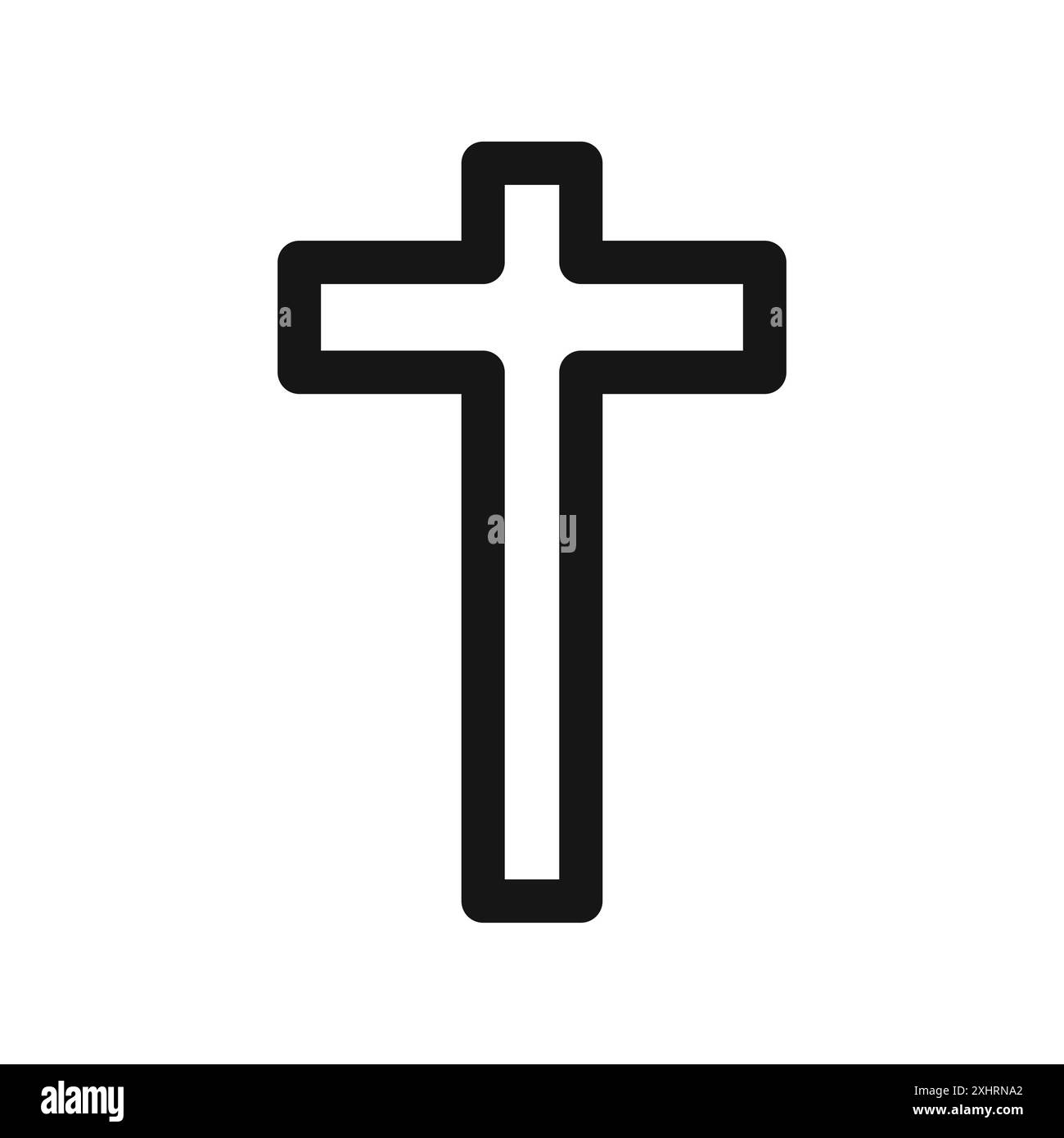 Christian Cross icon Black line art vector in black and white outline ...