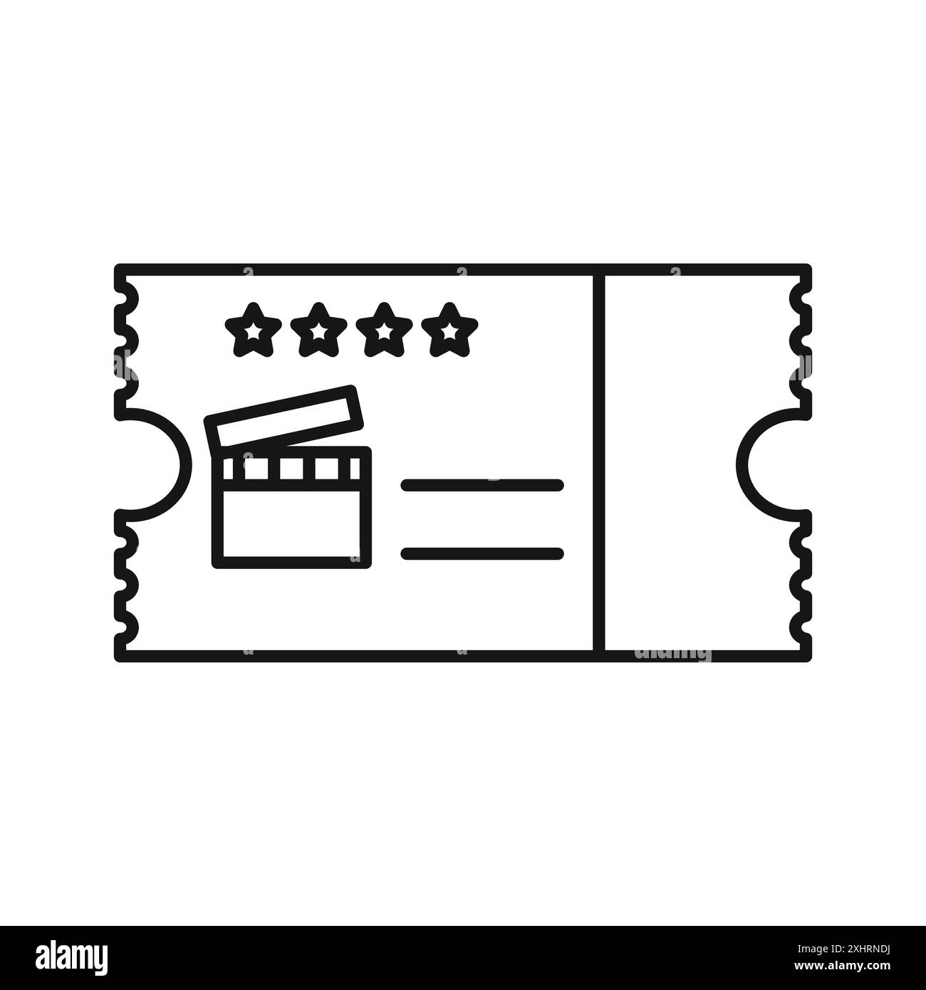 Cinema ticket icon Black line art vector in black and white outline set ...