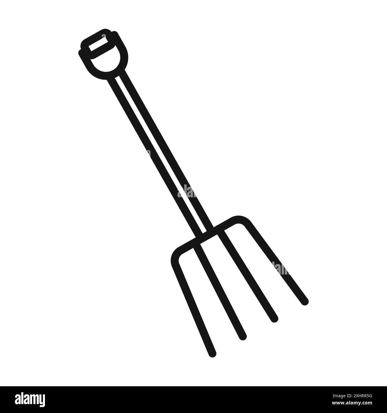Garden fork icon Black line art vector in black and white outline set