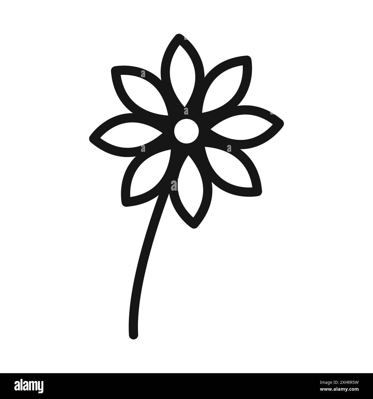 Flower icon Black line art vector in black and white outline set ...