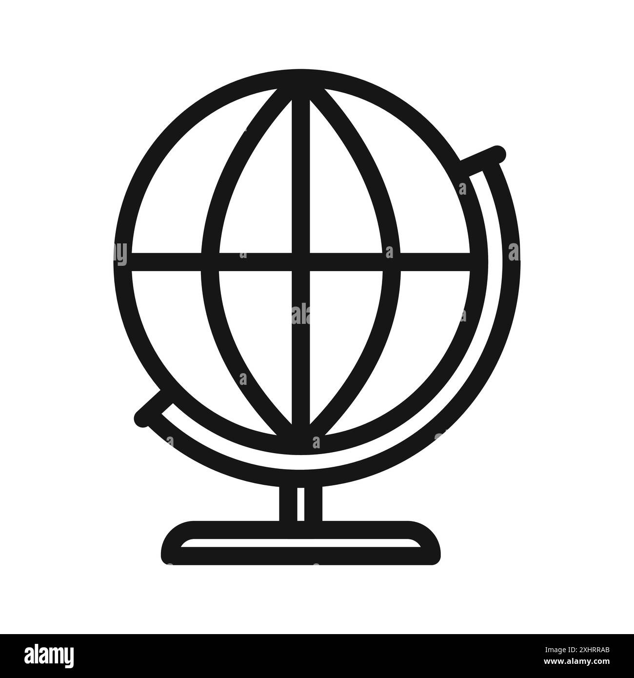 globe icon Black line art vector in black and white outline set ...