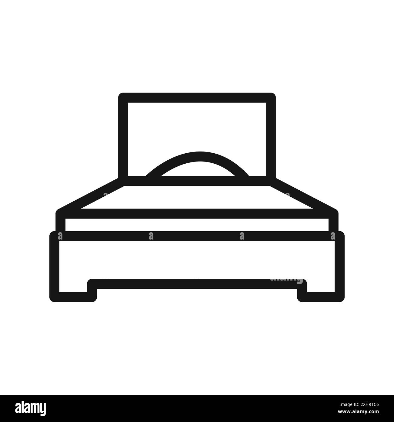 Single bed icon Black line art vector in black and white outline set ...