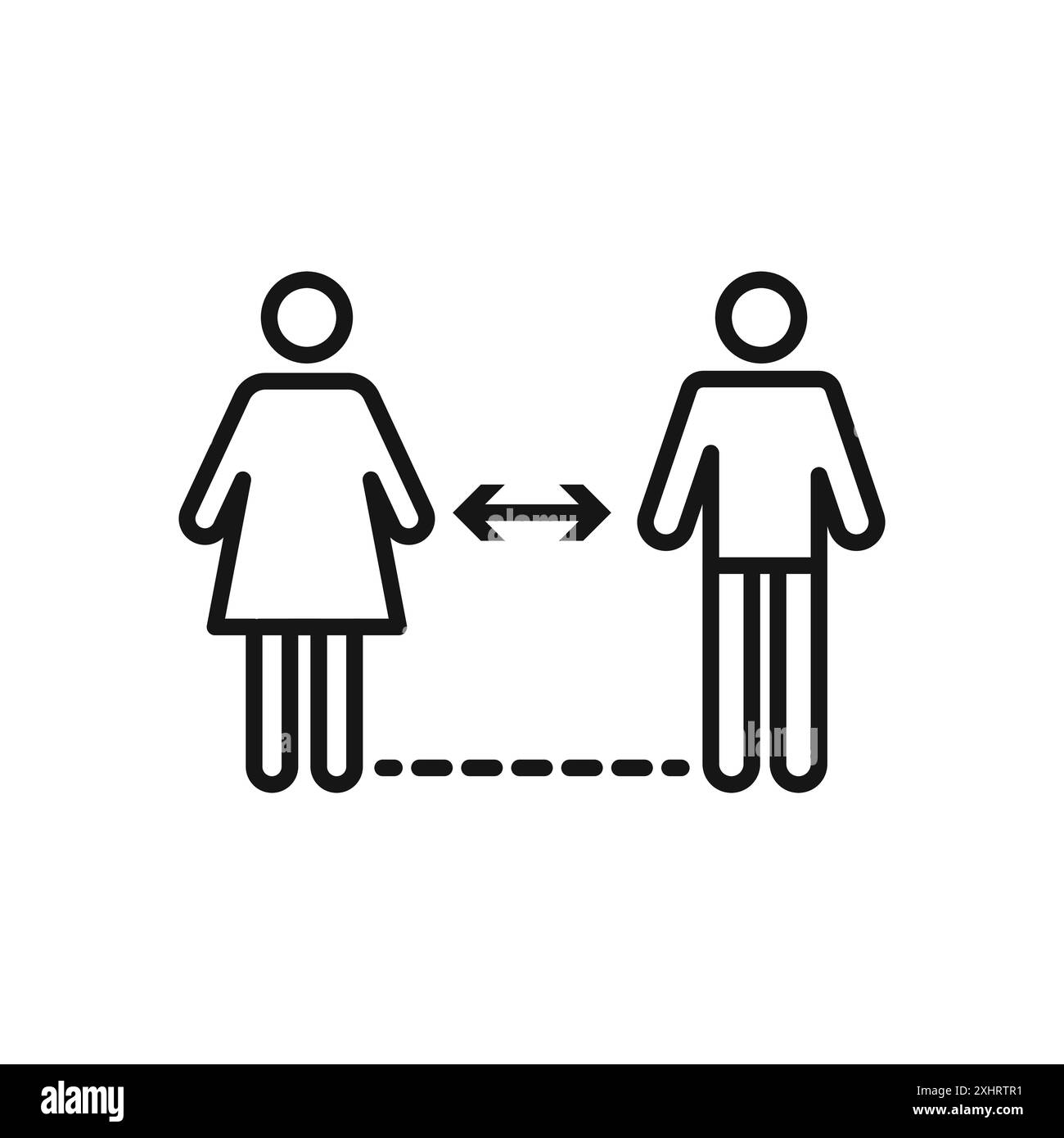 Social distancing icon Black line art vector in black and white outline ...